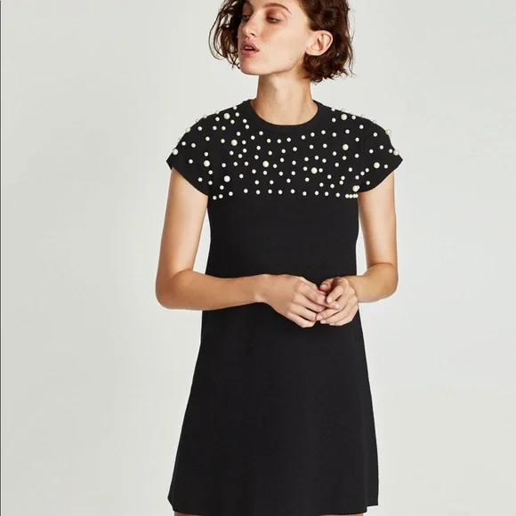 zara pearl dress black ZARA. Black pearl coat Ts – Hibuy market main image 1